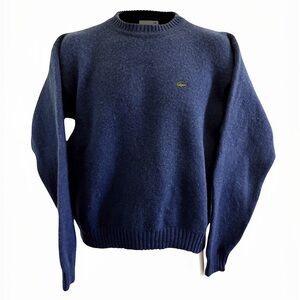 Vintage 90s Lacoste Blue 100% Wool Sweater. Size Large